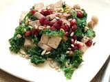 Pomegranate Tofu Topped Sautéed Kale