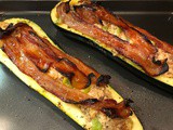 Sweet & Spicy Bacon Topped Stuffed Zucchini #cic