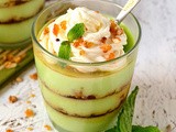 Mint Custard Pudding with Brown Nougat- a custardy treat for mint lovers