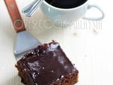 Mocha Almond Brownies with Chocolate Sauce Topping