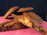 Chocolate cookies with a crunchy caramel centre