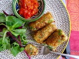 Pea Croquettes with Spicy tomato relish