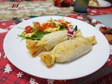 Christmas Prawns and Spinach Filo Rolls in Philadelphia Cheese