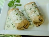 Baked Burritos with Creamy Poblano Sauce