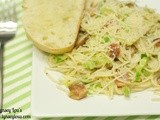 Chewin' Tuesday: Angel Hair Pasta with Bacon, Brussel Sprouts and Mushrooms