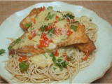 Pan Fried Tilapia Over Angel Hair Pasta With Jalapeno Cream Sauce