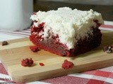 Red Velvet Brownies with White Chocolate Buttercream Frosting