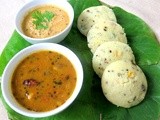 Corn Rava Idli with Coconut Chutney