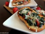 Bruschetta with Spinach, Red bell pepper and Mozarella cheese