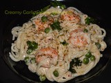 Creamy Garlicky Prawn Spaghetti recipe / Creamy Garlic Prawn Pasta Recipe