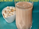 Almond chocolate yogurt lassi/almond drinks/blanched almond recipes/how to make fresh badam lassi at home