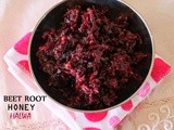 Beet root honey halwa/sugar free sweets/Sugar free beet root walnut halwa/Beet root sweet poli/step by step pictures/Mahas own recipes