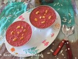 Beet root Poha kheer/Beet root rice flakes kheer/Beet root atukula payasamstep by step pictures/Healthy low calorie kheer recipes with jaggery