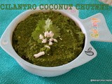 Cilantro leaves coconut chutney/kottimeera kobbari pachadi/coriander coconut relish/coriander leaves chutney for break fast recipes idli/dosa