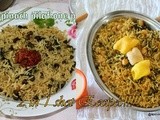 Garbanzo beans spinach pulav/Green chick peas pilaf using frozen spinach/chana palak pulav/Choliya recipes/Indian Vegetarian one pot meals/step by step pictures/chick peas health benefits/Mahas own recipes