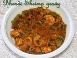 Prawns okra gravy/Shrimp bhendi gravy with coconut milk/step by step pictures/Prawns recipes/south indian spicy non vegetarian gravy recipes