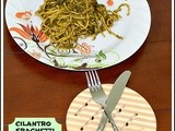 Spaghetti pasta with home made easy cilantro sauce in indian style /italian spaghetti recipes/veg spaghetti pasta recipes/easy pasta recipes