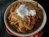 Pork and Green Chili Stew with a Chilaquiles Topper