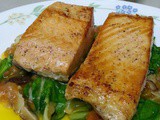 Seared Salmon with Sauteed Butterhead and Mushroom