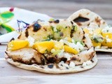 Cilantro lime chicken tacos with mango avocado salasa