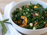 Kale salad with delicata squash, almonds and aged cheddar