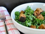 Vegan kale caesar salad with multi-grain croutons