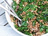 Wheat berries with charred onions and kale