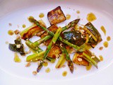 A little home-grown silliness; chargrilled courgettes, leeks and asparagus with lemon and walnuts