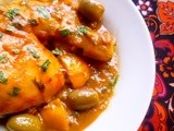 Claudia roden's tagine of chicken with preserved lemon and green olives (tagine djaj bi zaytoun wal hamid)