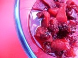 Clove-scented windfall pear and blackberry compote