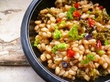 Pearled spelt salad with kale and lemon-tahini dressing