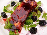 Salmon and blackberry salad with blackberry dressing