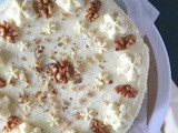 Walnut cake recipe eggless /vanilla frosting walnut layer cake