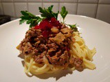 Spagetti med kålpuddingbolognese