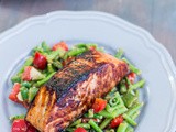 Honey Garlic Salmon with Warm Chopped Asparagus Salad