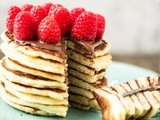 Silver Dollar Pancakes with Nutella and Raspberries