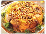 “Maklooba”: Upside-Down Mediterranean Chicken, Veggies, Pinenuts and Rice