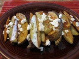 Roasted Rosemary Potato wedges with Goat Cheese Crumbles