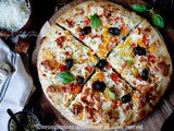 Pizza blanche aux 3 poivrons (pâte à pizza épaisse)