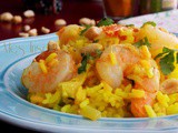 Riz pilaf aux crevettes, curcuma et lait de coco