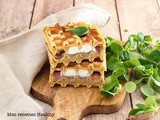 Gaufre croque monsieur au pesto et jambon cru