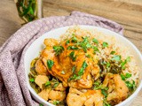 Haut de cuisse de poulet aux légumes sauce caramélisée