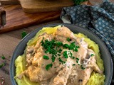 Poulet aux champignons et purée crémeuse