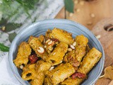 Rigatoni au pesto rosso crémeux aux épinards