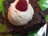 Mascarpone Dark Chocolate Brownies with Mascarpone Whipped Cream