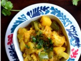 Aloo Gobhi Capsicum ~ Potato, Cauliflower and Green Bell Pepper Sauté with Spices
