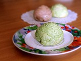 Matcha/ Cocoa Spiral Mooncakes with Red bean/ Sesame Mochi Filling