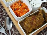 Festin persan de Nowruz cu tocanita de rata,orez basmati cu sofran,salata de morcovi,sos de iaurt cu menta si budinca de orez cu sofran