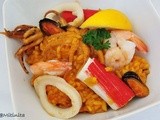 Paella cu fructe de mare ( Paella con mariscos )