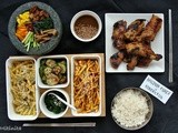 Pranz corean cu bibimbap,galbi si salate picante